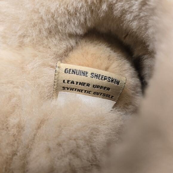 RJ's Fuzzies Suede Shearling Golden Tan Foldover-Top Fringed Cozy Boots, Size 10 - Picture 8 of 13